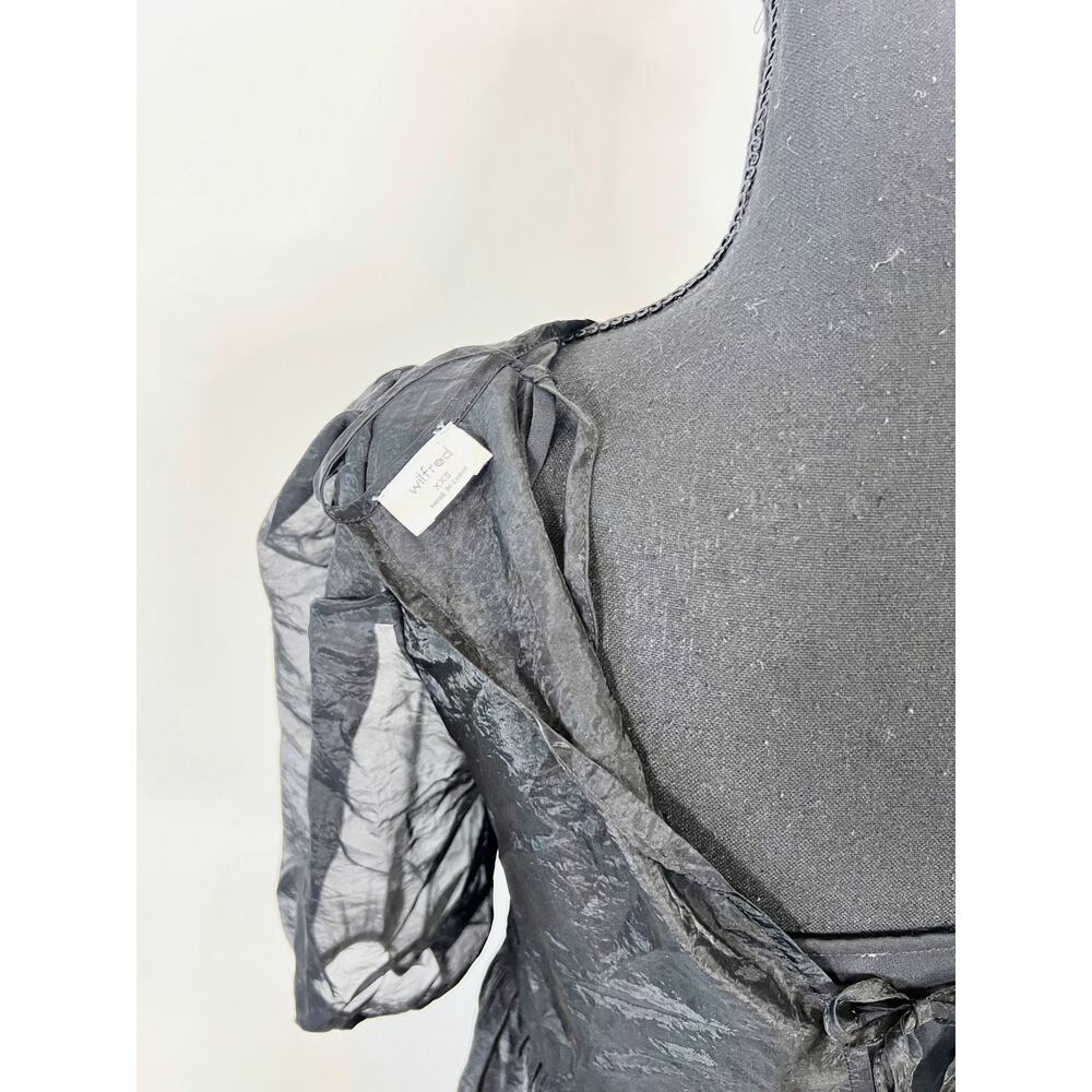 Aritzia Wilfred Madeleine Dress in Black Size XXS Chiffon Short Sleeve Lined - Picture 6 of 6